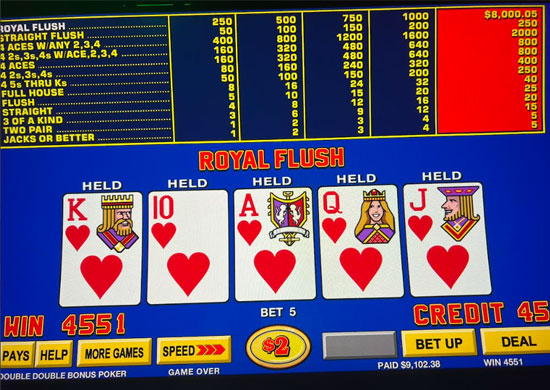 Video Poker Winning Hand